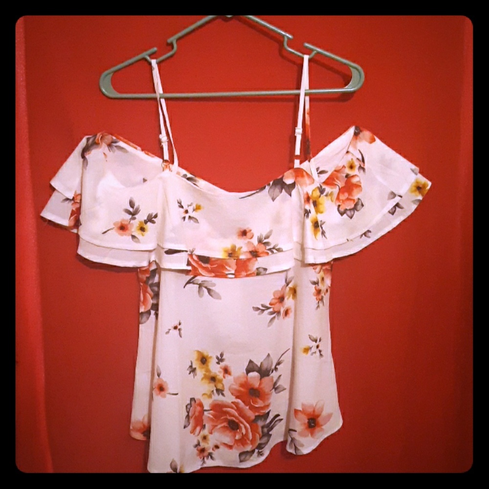 White and floral dressy top